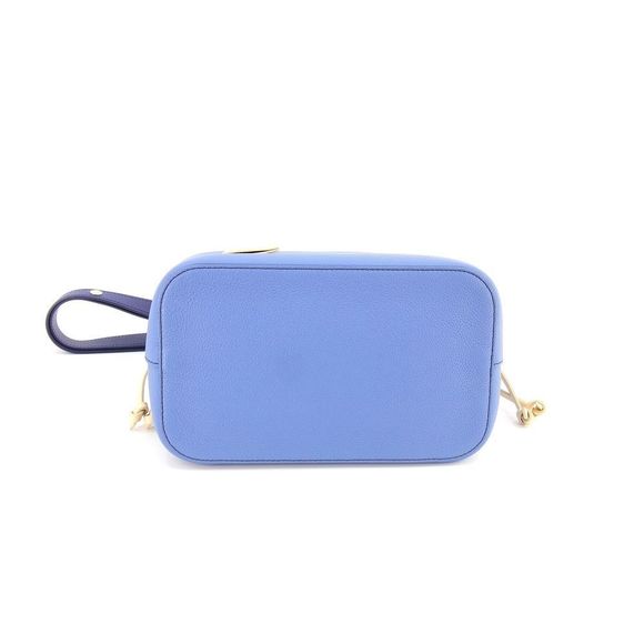 Lock Me Bucket Taurillon Leather Blue Jean Silver 2way Semi - Picture 5 of 7